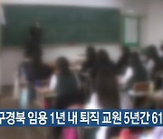 대구·경북 임용 1년 내 퇴직 교원 5년간 61명