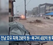 9월 전남 호우 피해 298억 원…복구비 480억 원 확정