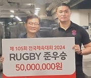 OK금융그룹, '전국체육대회 준우승' 읏맨 럭비단에  포상금 5000만원 전달