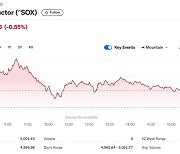 엔비디아 0.48% 상승에도 반도체지수 0.55%↓ 5000붕괴(상보)