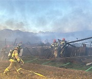 공주 돼지 축사 화재 1시간 30분 만에 꺼져…한때 대응 1단계