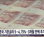 영국 기준금리 5→4.75%‥3개월 만에 추가 인하