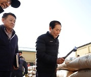 공공비축미곡 건조벼 매입하는 성낙인 창녕군수