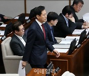 [포토] 서울시의회 출석하는 오세훈 서울시장