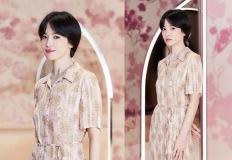 송혜교, 우아함의 끝! 한벌로 끝내는 하늘하늘 여성스러운 셔츠 원피스룩 이미지