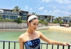 김희정 휴양지 패션, 크로셰 스커트로 완성한 비치룩 이미지