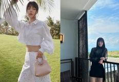 라면 5봉지 먹고도 48kg…운동·식단 관리법 화제된 여배우, 일상룩 이미지