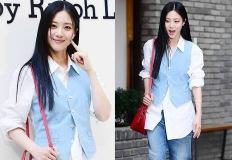 "100명 이기고 주연 맡았다" 지상파 첫 여주인공으로 활약한 여배우, 청청 레이어드룩 이미지