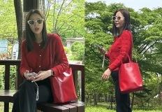 40대 신지, 엄빠집 가는길! 카디건도 숄더백도 강렬하게 레드 깔맞춤 이미지
