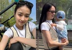 손연재, 아들바보 어쩜 좋아! 분수쇼에 엄마가 더 신난 닮은꼴 모자 공원 나들이룩 이미지