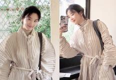 이청아, 아코디언 입었나? 러블리 끝판왕 플리츠 원피스 나들이룩 이미지