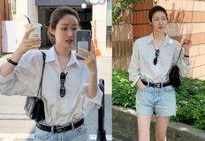 "하얗고 예쁘다더니" 키까지 큰 170cm! 팔방미인 여배우, 청순 데님 쇼츠 여친룩 이미지