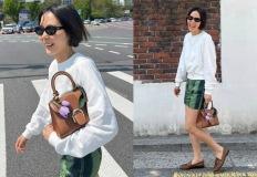 김나영, 바지야 수박이야? 초록 줄무늬 입은 패셔니스타 패턴 쇼츠룩 이미지