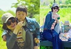 송경아, 9살 딸과 수채화 같은 한강 소풍! 닮은꼴 청청 모녀 커플 피크닉룩 이미지
