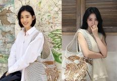 정은채-신예은, 구멍숭숭 둘다 똑같은 뜨게질 가방...보부상 스타일 네트백 이미지