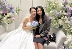 오윤아, 남보라 시집가던 날! 왕언니 같은 넉넉한 오버핏 재킷과 원피스 하객룩 이미지