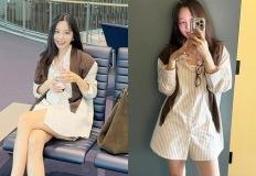 ‘박성광 아내’ 이솔이, "셔츠는 남편과 같이 입어요!" 도쿄 누빈 오버핏 셔츠 하의실종룩 이미지