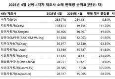 테슬라 8위, 中 NEV 경쟁서 평범한 브랜드로 추락... BYD 압도적 독주 이미지
