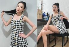 재산이 300억? 바나나 한 개를 다 못 먹는다는 '소식좌' 여가수, 트위드 미니룩 이미지