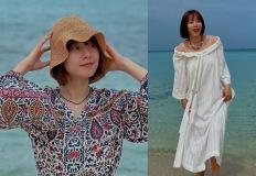 '예쁜엄마' 조윤희, 오키나와 여행룩! 페이즐리 린넨 원피스로 즐긴 해변의 여신 이미지