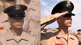 늠름해진 정동원, 해병대 수료식 포착…흐트러짐 없는 정자세