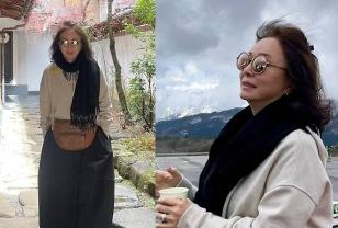 5살 연하 음악감독❤️ 결혼 27년차... 65세 여배우, 우아한 일본 여행룩 이미지