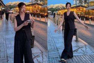 '입학도 수석, 비율도 수석?' 163cm·44kg 여배우, 블랙 셋업룩 이미지