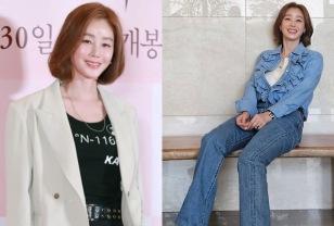시어머니의 간곡한 부탁으로, '5개월' 만에 결혼한 58세 여배우, 데님룩 이미지
