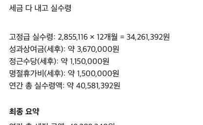 94년생 5년차 교사 급여 공개 이미지