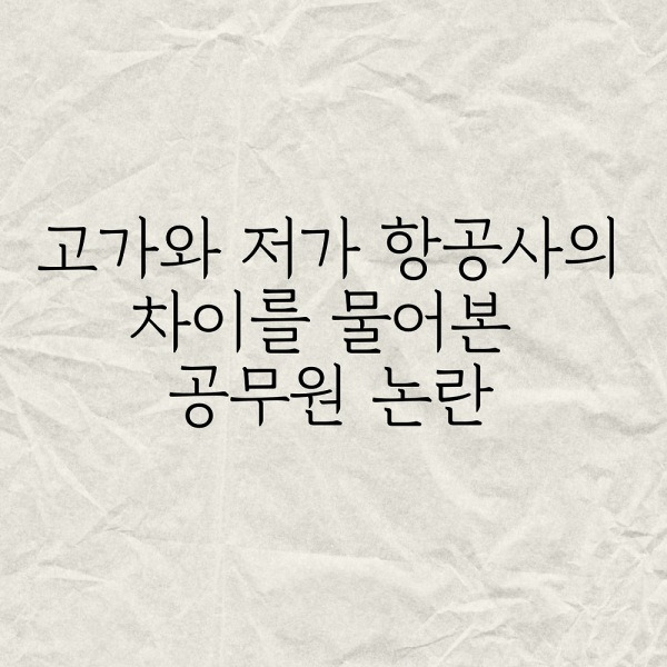 고가와 저가 항공사의 차이를 물어본 공무원 논란