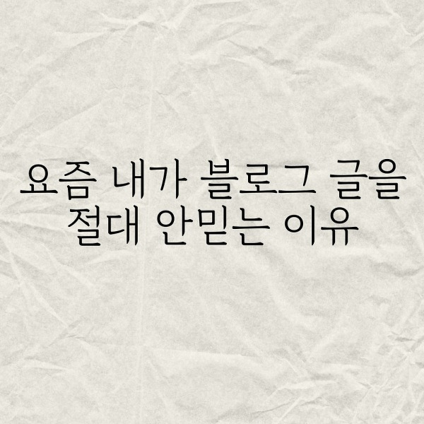 요즘 내가 블로그 글을 절대 안믿는 이유