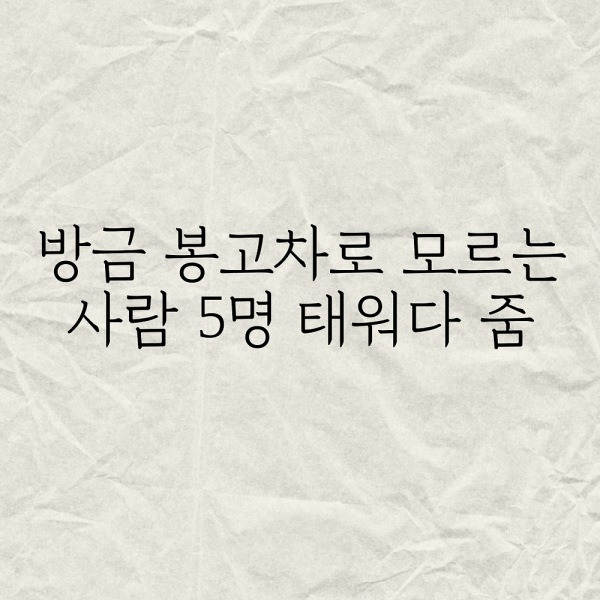 방금 봉고차로 모르는 사람 5명 태워다 줌