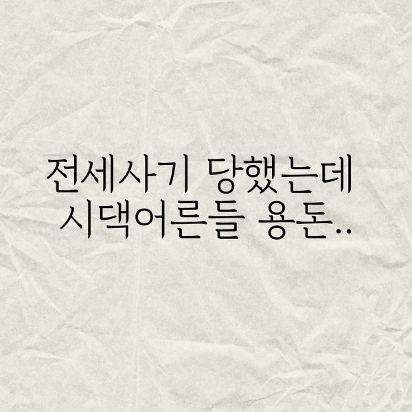 전세사기 당했는데 시댁어른들 용돈..