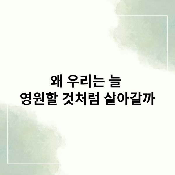 왜 우리는 늘 영원할 것처럼 살아갈까