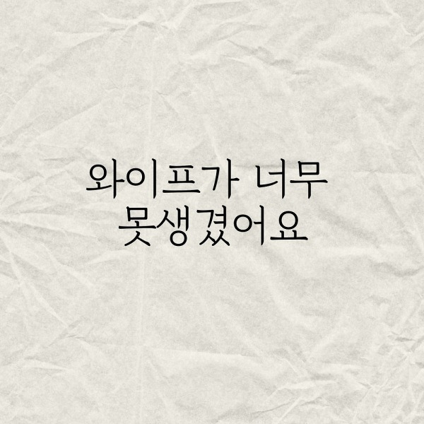 와이프가 너무 못생겼어요