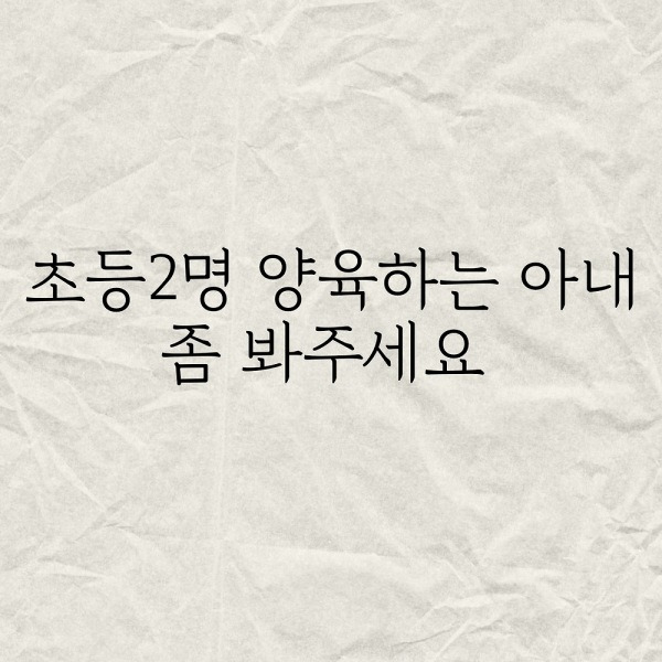 초등2명 양육하는 아내 좀 봐주세요