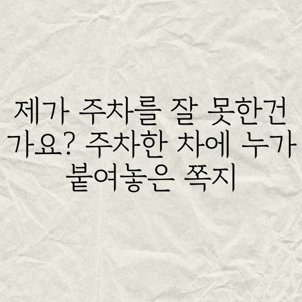 제가 주차를 잘못한건가요? 주차한 차에 누가 붙여놓은 쪽지