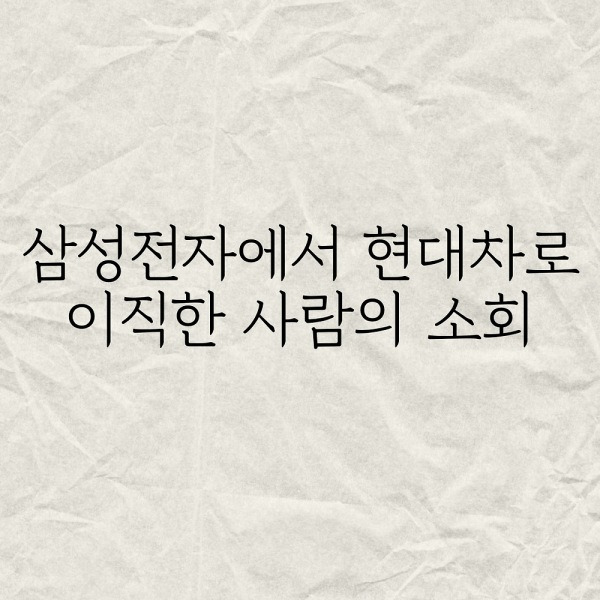 삼성전자에서 현대차로 이직한 사람의 소회