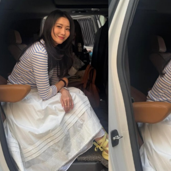 "황금골반으로 1분만에 출산했어요" 너무 예쁜 여배우, 화이트 스커트룩