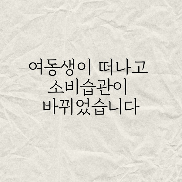 여동생이 떠나고 소비습관이 바뀌었습니다