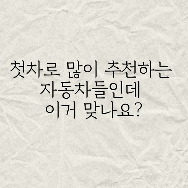 첫차로 많이 추천하는 자동차들인데 이거 맞나요?