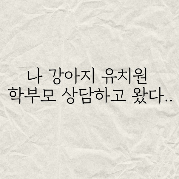 나 강아지 유치원 학부모 상담하고 왔다..