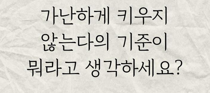 가난하게 키우지 않는다의 기준이 뭐라고생각하세요? 이미지