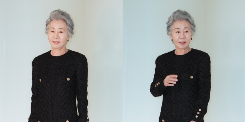 윤여정, 은빛 머리와 블랙 트위드! 70대 국민배우의 품격 트위드 원피스룩 - 콘텐츠뷰