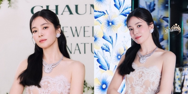 송혜교, 시스루를 입은 듯! 하이 주얼리와 은은한 누드 톤 로맨틱 미니 드레스룩 - 콘텐츠뷰