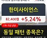 한미사이언스, 전일대비 5.24% 상승.. 최근 주가 상승흐름 유지