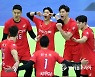 공격성공, 기뻐하는 한국전력 선수들.