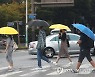 우산 쓰고 캠퍼스로 향하는 학생들