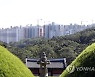 김포 장릉 사이로 보이는 신축 아파트 단지