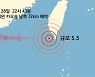 타이완 카오슝 남쪽 72km 해역에서 규모 5.3 지진